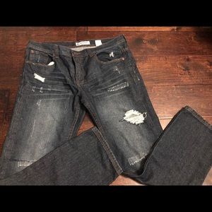 New men’s jeans size 36/32 distressed dark wash